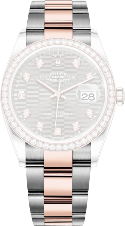 Rolex,Datejust 36 36mm,36mm,Rose Gold,Stainless Steel,Grey,Automatic,Day,70hours,126281RBR,126281RBR-0030