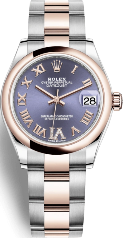 Rolex,Datejust 31 31mm,31mm,Rose Gold,Stainless Steel,Purple,Automatic,Day,55hours,278241,278241-0019