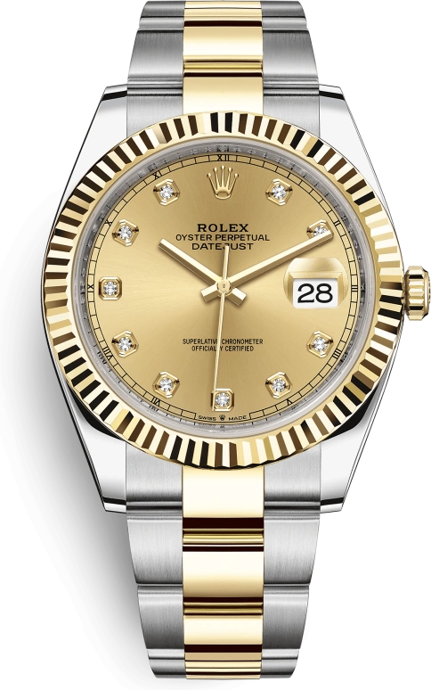 Rolex,Datejust 41 41mm,41mm,Yellow Gold,Stainless Steel,Champagne,Automatic,Day,70hours,126333,126333-0011