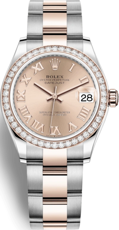 Rolex,Datejust 31 31mm,31mm,Rose Gold,Stainless Steel,Rose Gold,Pink,Automatic,Day,55hours,278381RBR,278381RBR-0001