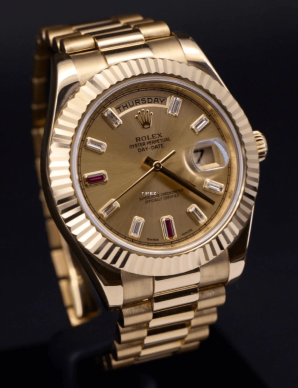 Rolex,Day-Date II 41mm,41mm,Yellow Gold,Gold,Automatic,48hours,In-house Caliber,218238 Ruby