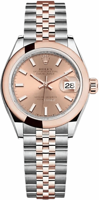 Rolex,Lady-Datejust 28mm,28mm,Rose Gold,Stainless Steel,Pink,Rose Gold,Automatic,Day,55hours,279161,279161-0023
