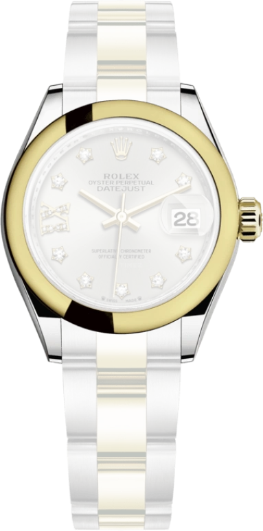 Rolex,Lady-Datejust 28mm,28mm,Yellow Gold,Stainless Steel,Silver,Automatic,Day,55hours,279163,279163-0004