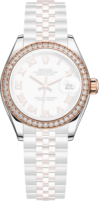 Rolex,Lady-Datejust 28mm,28mm,Rose Gold,Stainless Steel,White,Automatic,Day,55hours,279381RBR,279381RBR-0021
