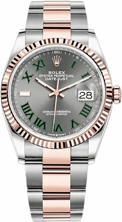 Rolex,Datejust 36 36mm,36mm,Everose Gold,Oystersteel,Grey,Automatic,Day,70hours,126231,126231-0030