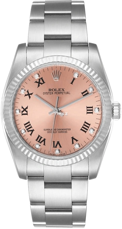 Rolex,Oyster Perpetual 36mm,36mm,White Gold,Oystersteel,Pink,Automatic,48hours,In-house Caliber,116034,116034-0009