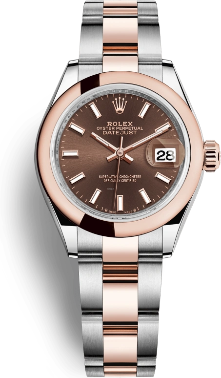 Rolex,Lady-Datejust 28mm,28mm,Everose Gold,Oystersteel,Brown,Automatic,Day,55hours,279161,279161-0018