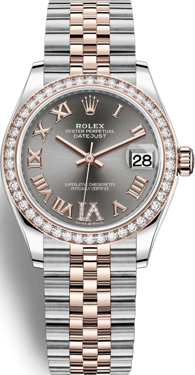 Rolex,Datejust 31 31mm,31mm,Rose Gold,Stainless Steel,Grey,Automatic,Day,55hours,278381RBR,278381RBR-0030