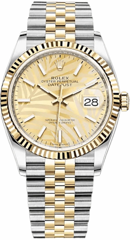 Rolex,Datejust 36 36mm,36mm,Yellow Gold,Stainless Steel,Champagne,Automatic,Day,70hours,126233,126233-0037