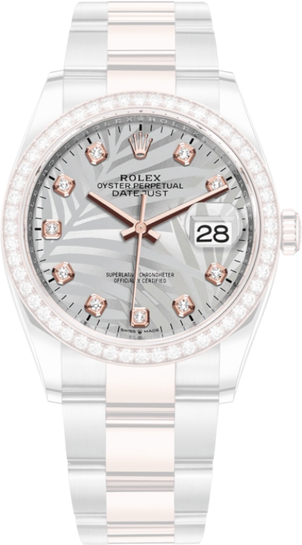 Rolex,Datejust 36 36mm,36mm,Oystersteel,Everose Gold,Silver,Automatic,Day,70hours,126281RBR,126281RBR-0026