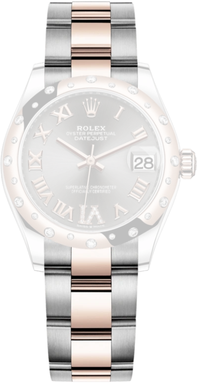 Rolex,Datejust 31 31mm,31mm,Rose Gold,Stainless Steel,Grey,Automatic,Day,55hours,278341RBR,278341RBR-0029