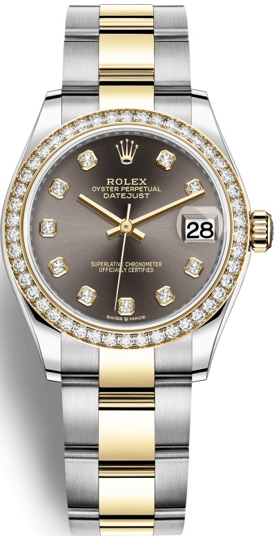 Rolex,Datejust 31 31mm,31mm,Yellow Gold,Stainless Steel,Grey,Automatic,Day,55hours,278383RBR,278383RBR-0021