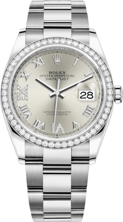 Rolex,Datejust 36 36mm,36mm,White Gold,Stainless Steel,Silver,Automatic,Day,70hours,126284RBR,126284RBR-0022