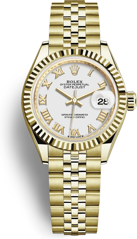 Rolex,Lady-Datejust 28mm,28mm,Yellow Gold,White,Automatic,Day,55hours,279178,279178-0030