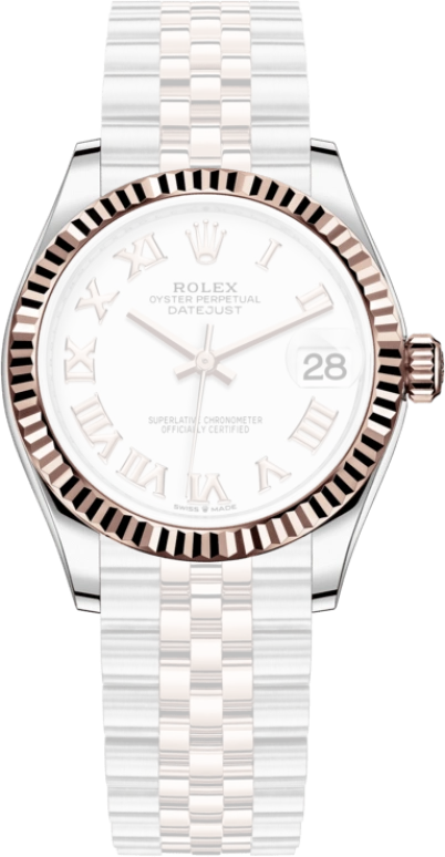 Rolex,Datejust 31 31mm,31mm,Rose Gold,Stainless Steel,White,Automatic,Day,55hours,278271,278271-0002