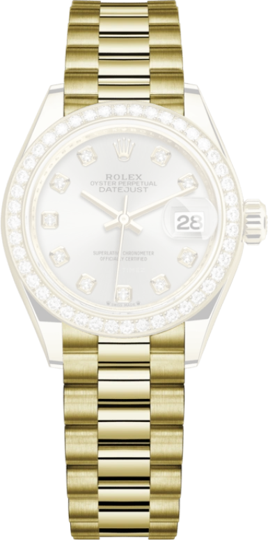 Rolex,Lady-Datejust 28mm,28mm,Yellow Gold,Silver,Automatic,Day,55hours,279138RBR,279138RBR-0019
