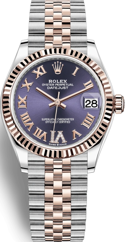 Rolex,Datejust 31 31mm,31mm,Rose Gold,Stainless Steel,Purple,Automatic,Day,55hours,278271,278271-0020