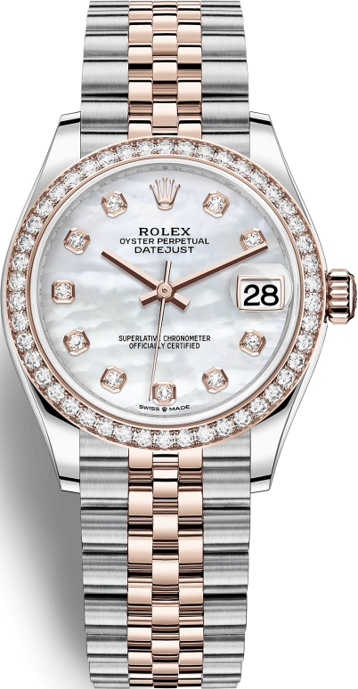 Rolex,Datejust 31 31mm,31mm,Rose Gold,Stainless Steel,White,Automatic,Day,55hours,278381RBR,278381RBR-0026