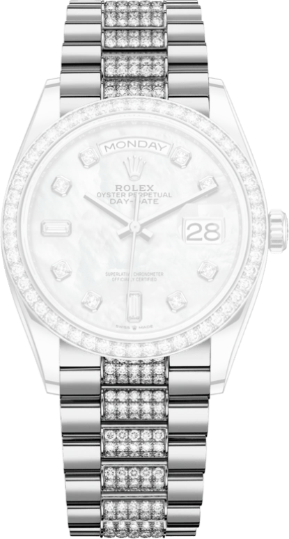 Rolex,Day-Date 36 36mm,36mm,White Gold,White,Automatic,Date,Day,128349RBR,128349RBR-0014