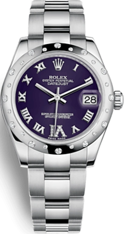 Rolex,Datejust 31 31mm,31mm,White Gold,Stainless Steel,Purple,Automatic,Day,48hours,178344,178344-0016