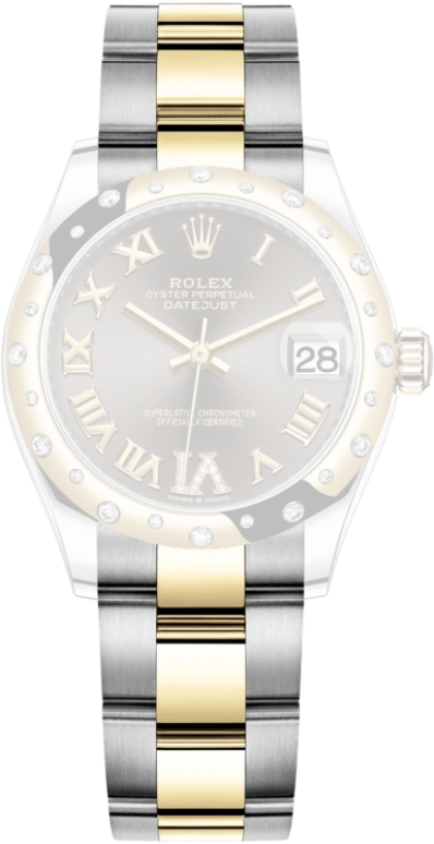 Rolex,Datejust 31 31mm,31mm,Yellow Gold,Stainless Steel,Grey,Automatic,Day,55hours,278343RBR,278343RBR-0017
