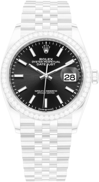 Rolex,Datejust 36 36mm,36mm,White Gold,Stainless Steel,Black,Automatic,Day,70hours,126284RBR,126284RBR-0007