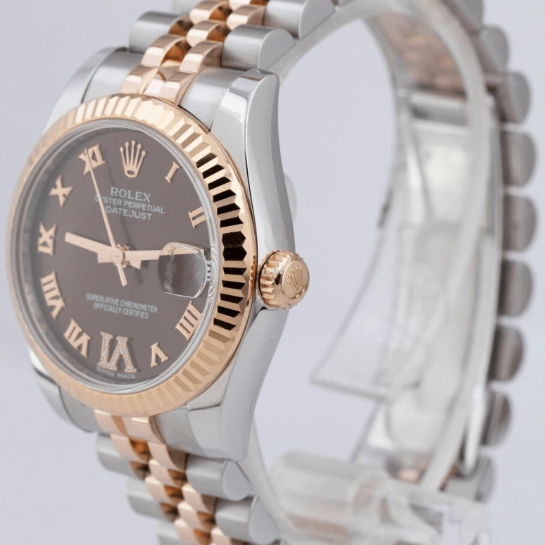 Rolex,Lady-Datejust 31mm,31mm,Stainless Steel,Rose Gold,Chocolate,Automatic,Day,48hours,178271,178271-0071