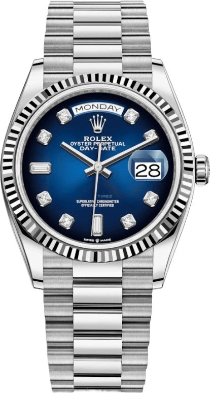 Rolex,Day-Date 36 36mm,36mm,White Gold,Blue,Automatic,Date,Day,128239,128239-0023