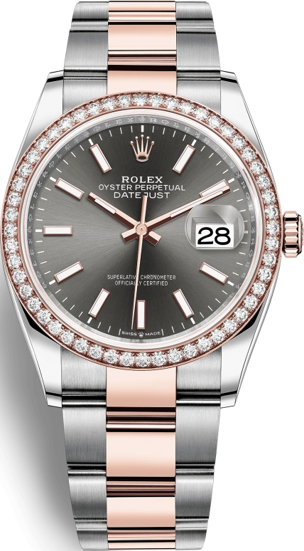 Rolex,Datejust 36 36mm,36mm,Oystersteel,Everose Gold,Grey,Automatic,Day,70hours,126281RBR,126281RBR-0002