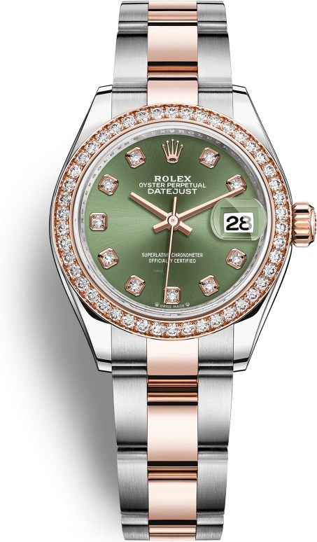 Rolex,Lady-Datejust 28mm,28mm,Everose Gold,Oystersteel,Green,Automatic,Day,55hours,279381RBR,279381RBR-0008