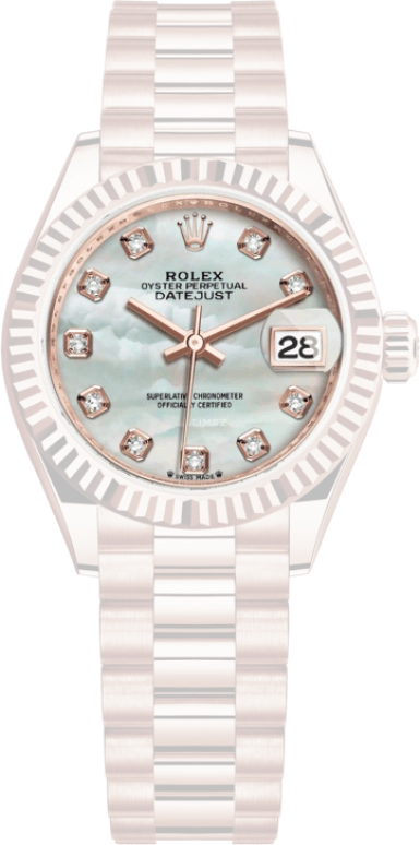 Rolex,Lady-Datejust 28mm,28mm,Everose Gold,White,Automatic,Day,55hours,279175,279175-0017