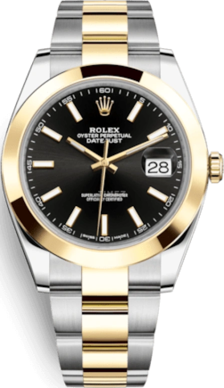 Rolex,Datejust 41 41mm,41mm,Yellow Gold,Stainless Steel,Black,Automatic,Day,70hours,126303,126303-0013