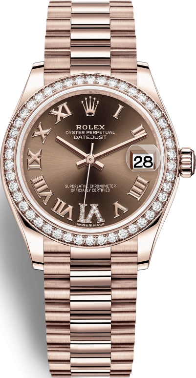 Rolex,Datejust 31 31mm,31mm,Rose Gold,Brown,Automatic,Day,55hours,278285RBR,278285RBR-0016