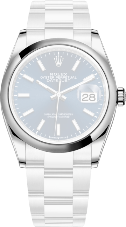 Rolex,Datejust 36 36mm,36mm,Stainless Steel,Blue,Automatic,Day,70hours,126200,126200-0006