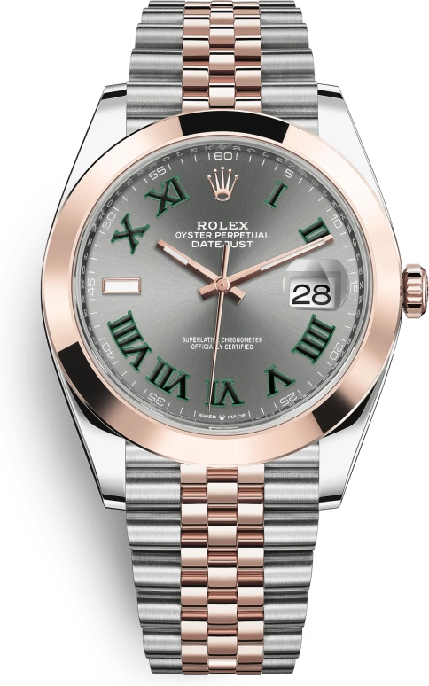 Rolex,Datejust 41 41mm,41mm,Rose Gold,Stainless Steel,Grey,Automatic,Day,70hours,126301,126301-0016