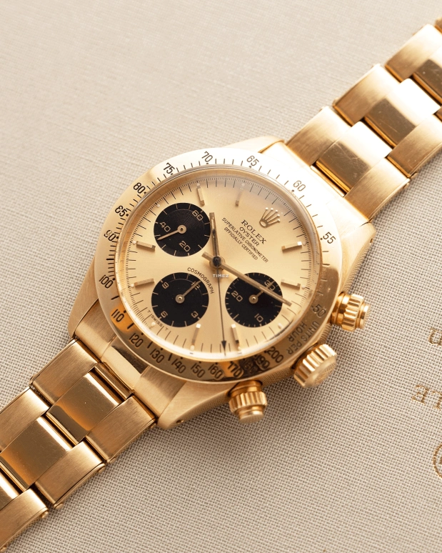 Rolex,Daytona 36mm,36mm,Yellow Gold,Black,Gold,Handwound,Chronograph,48hours,6265,6265-Oyster YG