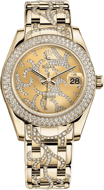 Rolex,Pearlmaster 34mm,34mm,Yellow Gold,Champagne,Automatic,Day,48hours,81338,81338-0093