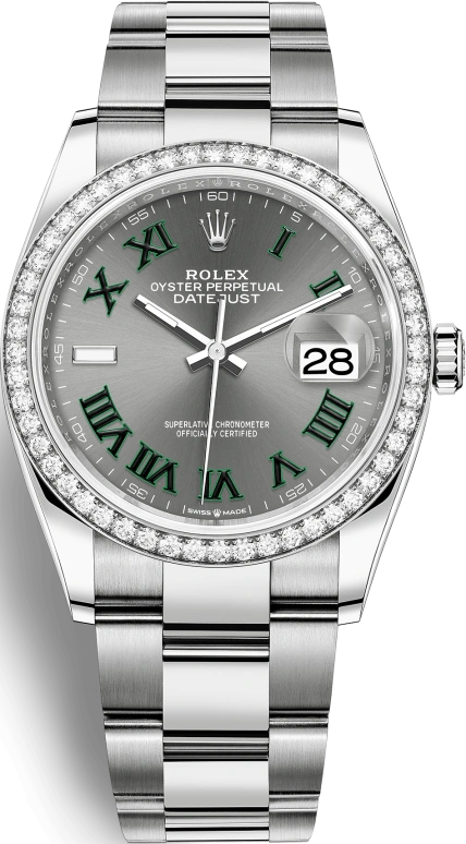 Rolex,Datejust 36 36mm,36mm,White Gold,Stainless Steel,Grey,Automatic,Day,70hours,126284RBR,126284RBR-0038