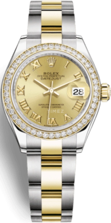 Rolex,Lady-Datejust 28mm,28mm,Yellow Gold,Oystersteel,Champagne,Automatic,Day,55hours,279383RBR,279383RBR-0010