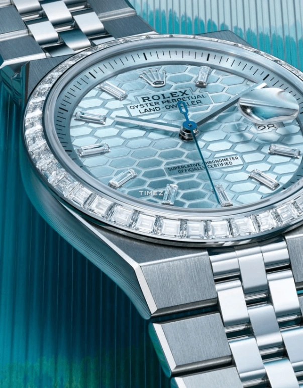 Rolex,Land‑Dweller 36mm,36mm,Platinum,Ice Blue,Automatic,Day,66hours,127236,127236-0001