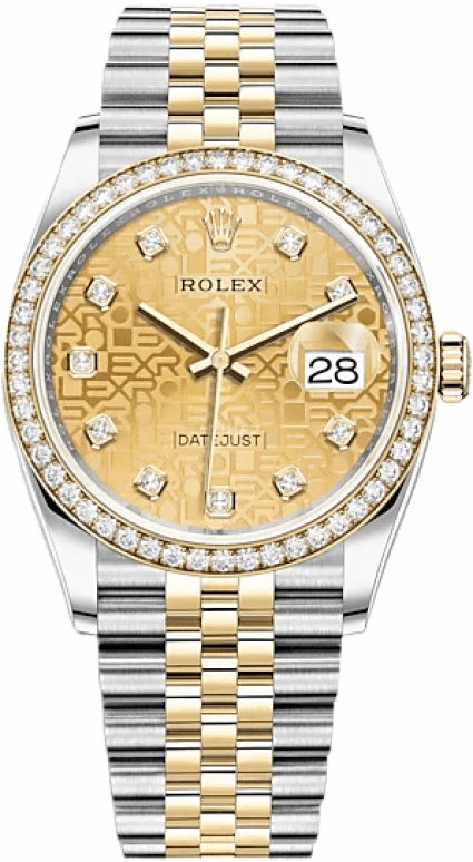 Rolex,Datejust 36 36mm,36mm,Yellow Gold,Stainless Steel,Champagne,Automatic,Day,70hours,126283RBR,126283RBR-0019