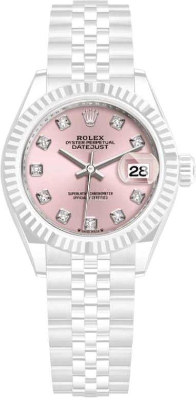 Rolex,Lady-Datejust 28mm,28mm,White Gold,Stainless Steel,Pink,Automatic,Day,55hours,279174,279174-0003