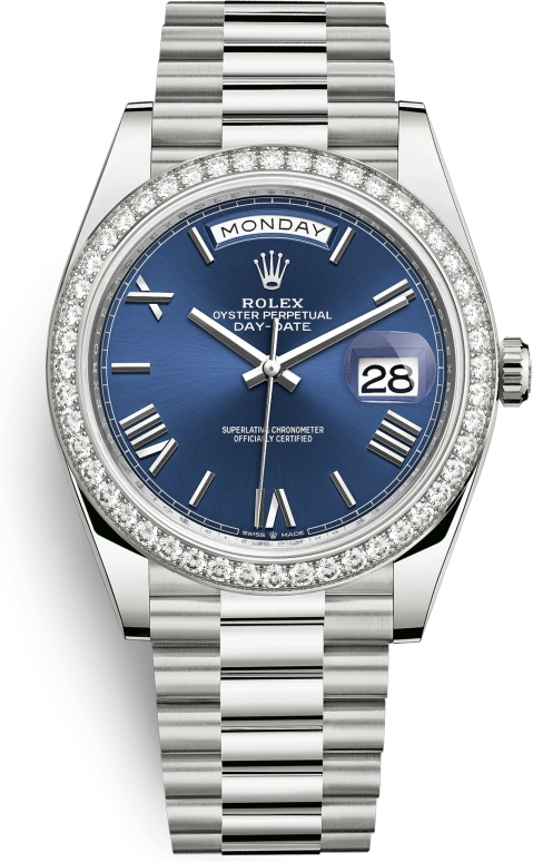Rolex,Day-Date 40 40mm,40mm,White Gold,Blue,Automatic,Date,Day,228349RBR,228349RBR-0005
