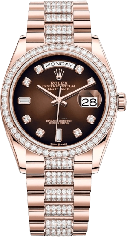 Rolex,Day-Date 36 36mm,36mm,Rose Gold,Brown,Automatic,Date,Day,128345RBR,128345RBR-0041