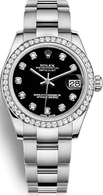 Rolex,Datejust 31 31mm,31mm,White Gold,Stainless Steel,Black,Automatic,Day,48hours,178384,178384-0042