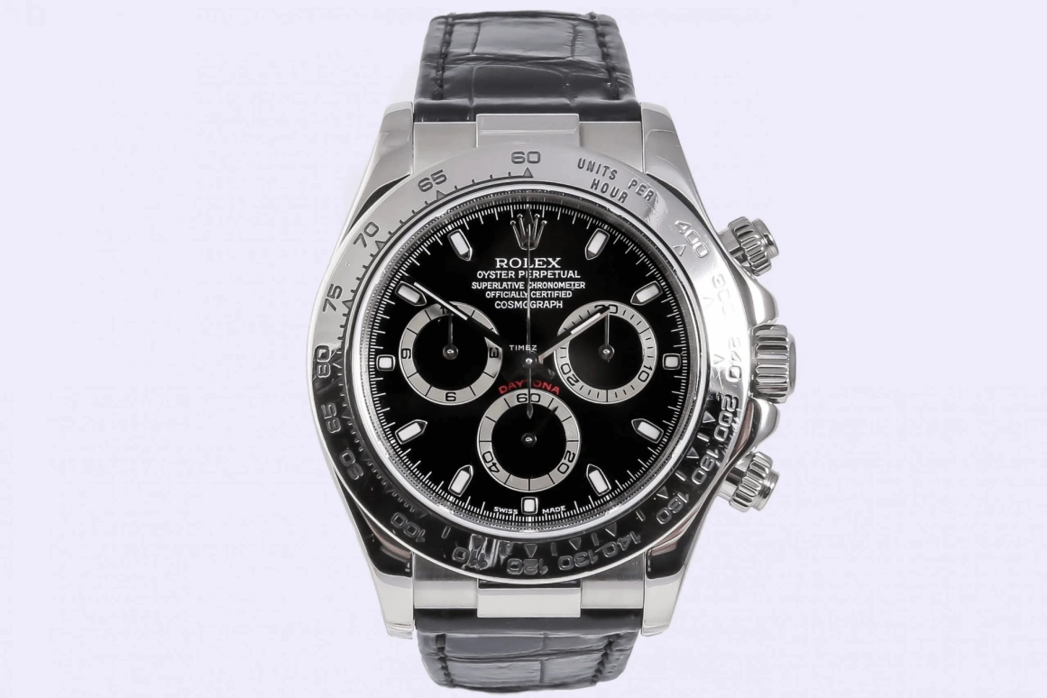 Rolex,Daytona 40mm,40mm,White Gold,Black,Automatic,Chronograph,72hours,116519