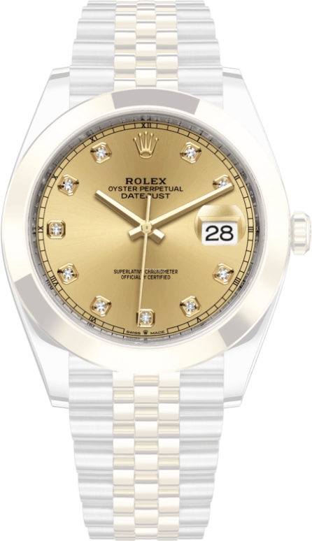 Rolex,Datejust 41 41mm,41mm,Yellow Gold,Stainless Steel,Champagne,Automatic,Day,70hours,126303,126303-0012