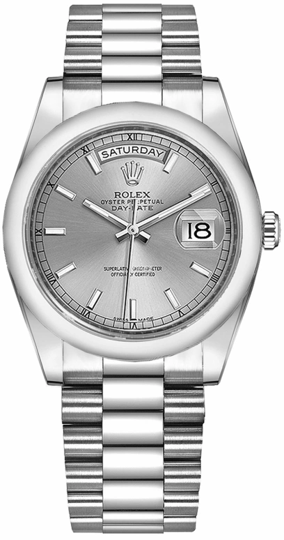 Rolex,Day-Date 36 36mm,36mm,Platinum,Silver,Automatic,Date,Day,118206,118206-0039