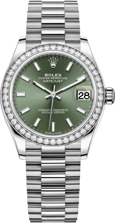 Rolex,Datejust 31 31mm,31mm,White Gold,Green,Automatic,Day,55hours,278289RBR,278289RBR-0015