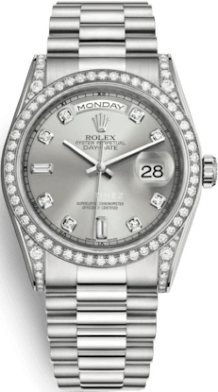 Rolex,Day-Date 36 36mm,36mm,White Gold,Silver,Automatic,Date,Day,118389,118389-0008